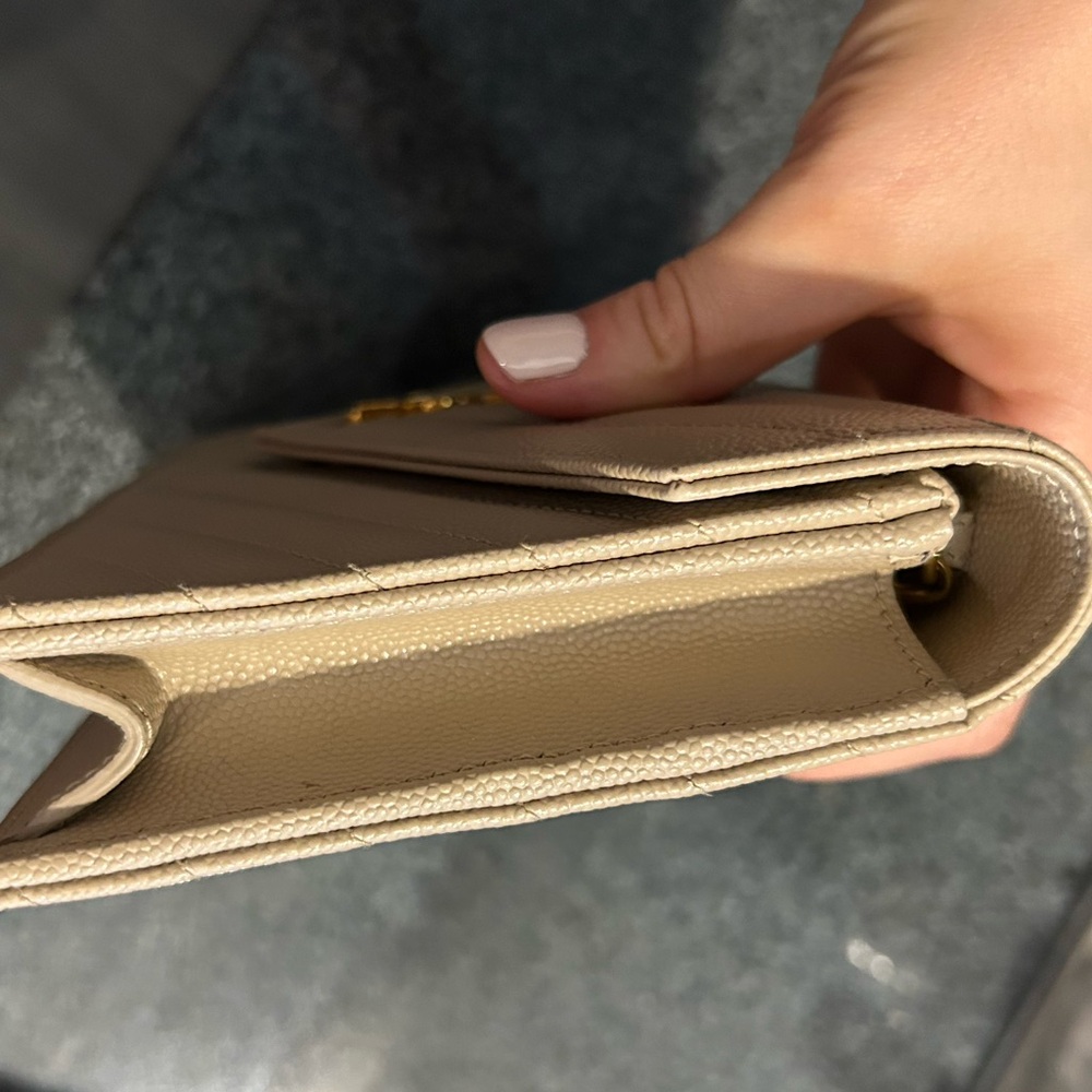 Saint Laurent Tan Chevron Quilted Clutch - Picture 12 of 12